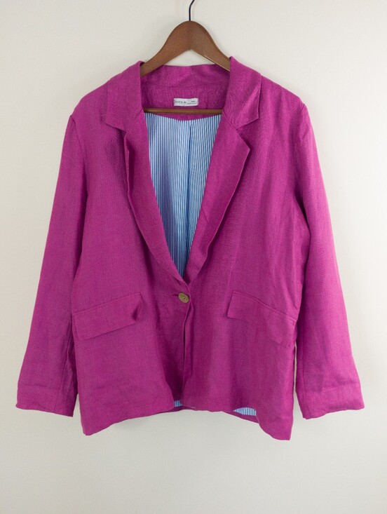 Civico 51 Jackets & Blazers - Civico 51 Italy Linen Blazer Size Large Pink Magenta Striped Lining